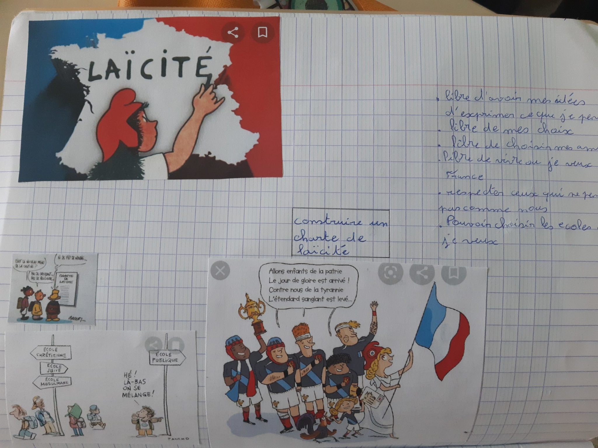 Affiches des 6ème sur la laïcité Collège Alphonse Karr